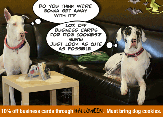 10% off business cards through Halloween