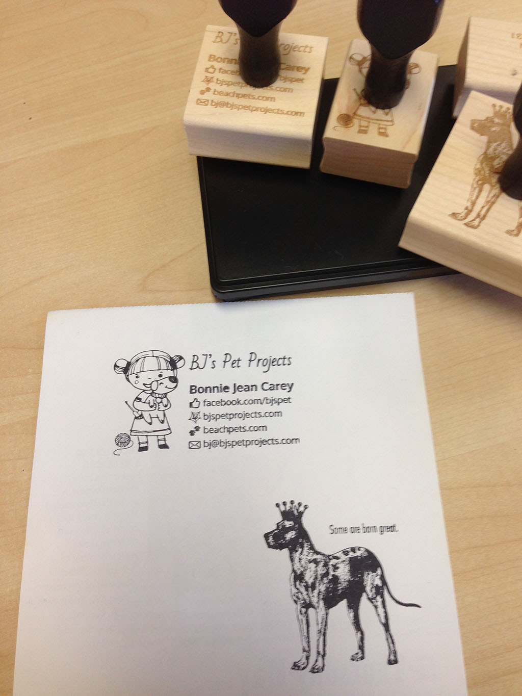 rubber stamps, sales collateral